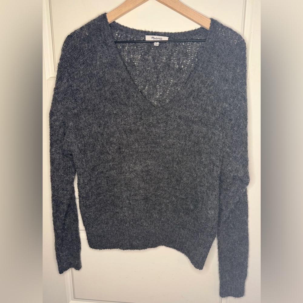 Madewell Charcoal V-Neck Sweater